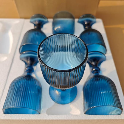 CHLJAR Blue Wine Glass Goblet Set of 6, 14 oz Blue Goblets Glassware, Colored - Image 4
