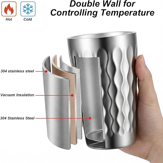 4Pcs Stainless Steel Double Wall Cups, 16 oz Insulated Tumbler - Image 3