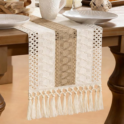 MLMW Boho Jute Table Runner Farmhouse Burlap Small Table Runner Dresser Runner - Image 2