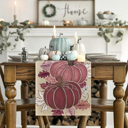 Artoid Mode 210 GSM Fall Table Runner 13x90 Inch Home Party Decor | Pink - Image 2