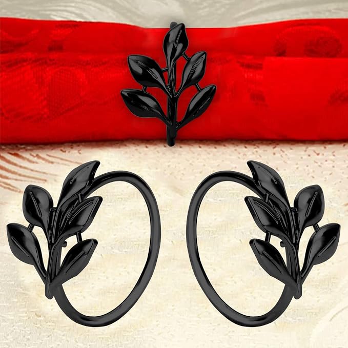KPOSIYA Set of 6 Leaf Napkin Rings Metal Gold Napkin Holder Table Napkin Rings - Image 6