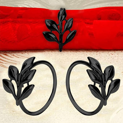 KPOSIYA Set of 12 Leaf Napkin Rings Metal Gold Napkin Holder Table Napkin Rings - Image 7