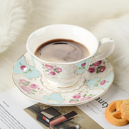 fanquare Colorful Floral Porcelain Coffee Cups - Image 3