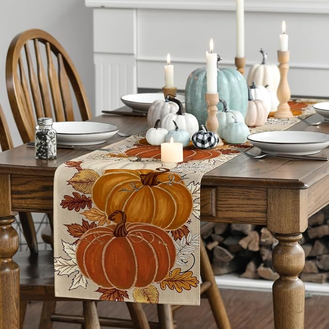 Artoid Mode 210 GSM Fall Table Runner 13x36 Inch Home Party Decor | Orange - Image 3