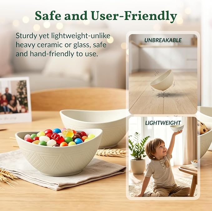 Wheat Straw Small Bowls Dessert Bowls Set of 6 Unbreakable Ice Cream Bowls - Image 4