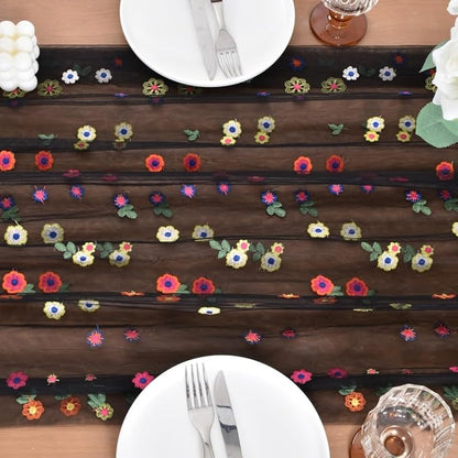 Flower Table Runner Floral Daisy Summer Birthday Party Garden Wedding Decor | - Image 4