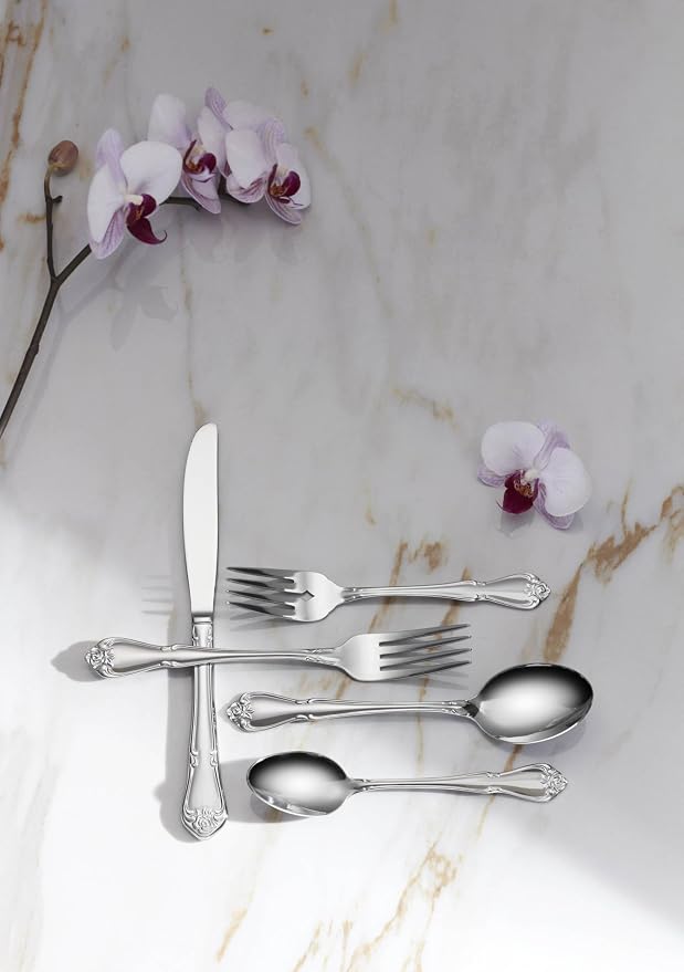 Oneida B552004C True Rose Everyday Flatware Dinner Spoons, 6.75" L x 1.6" W - Image 4