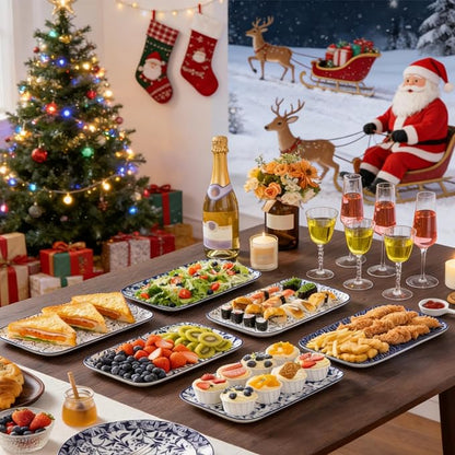 vancasso Porcelain Serving Trays for Party, Serving Platters Set of 4,Serving Dishes for Entertaining, Ceramic Party Trays and Platters for Serving Food, 12" Inch, Series SELENE