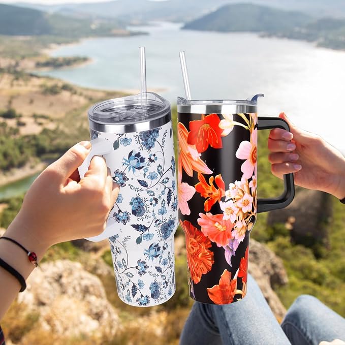 SYACOT 40 oz Tumbler with Handle and Straw Stainless Steel Insulated Tumbler - Image 6