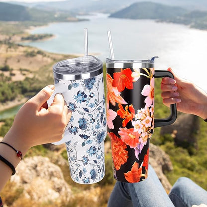 SYACOT 40 oz Tumbler with Handle and Straw Stainless Steel Insulated Tumbler - Image 6