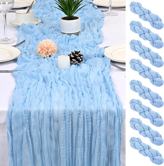 8 Pack LightBlue Cheesecloth Table Runner 17x108 inch Boho Gauze Cheese Cloth by Unknown