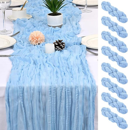8 Pack LightBlue Cheesecloth Table Runner 17x108 inch Boho Gauze Cheese Cloth by Unknown