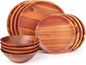 AIDEA Wood Dinnerware Set 12pcs Acacia Wood Tableware Set, Dishes Set by AIDEAHOME