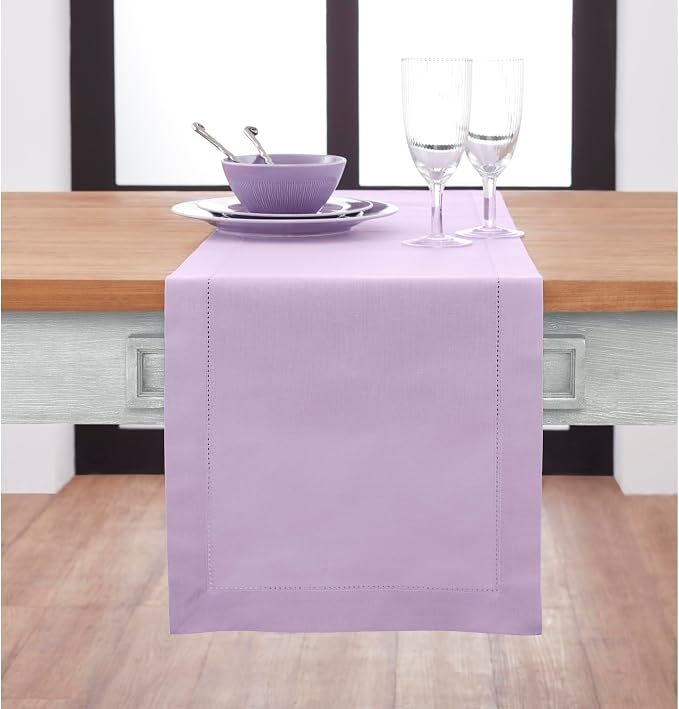 Solino Home Cotton Linen Dining Table Runner Lavender Woven, 14 x 120 in | by SolinoHome