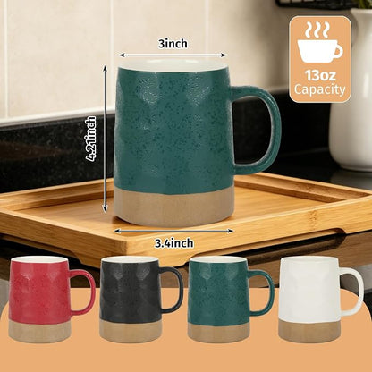 BYCNZB 13oz Ceramic Coffee Cups set of 4, Modern Mugs - Image 2