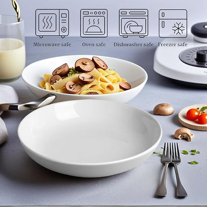 DeeCoo 7 Pack Porcelain Pasta Bowls Ceramic, Large Serving Bowl, Wide and - Image 6