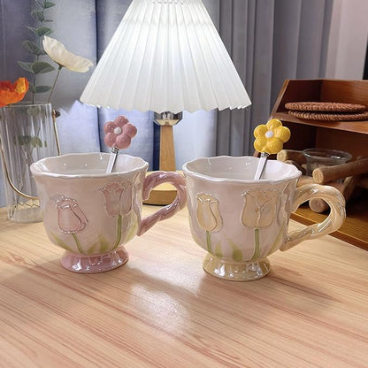 DTIUYIOP-Ceramic Coffee Mug 14oz/410ml Yellow Cute Flower - Image 5