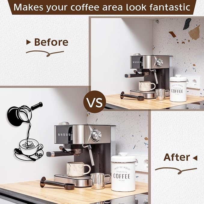 Oubasa Metal Pour Coffee Cup Wall Decor, Minimalist Cafe Themed - Image 6