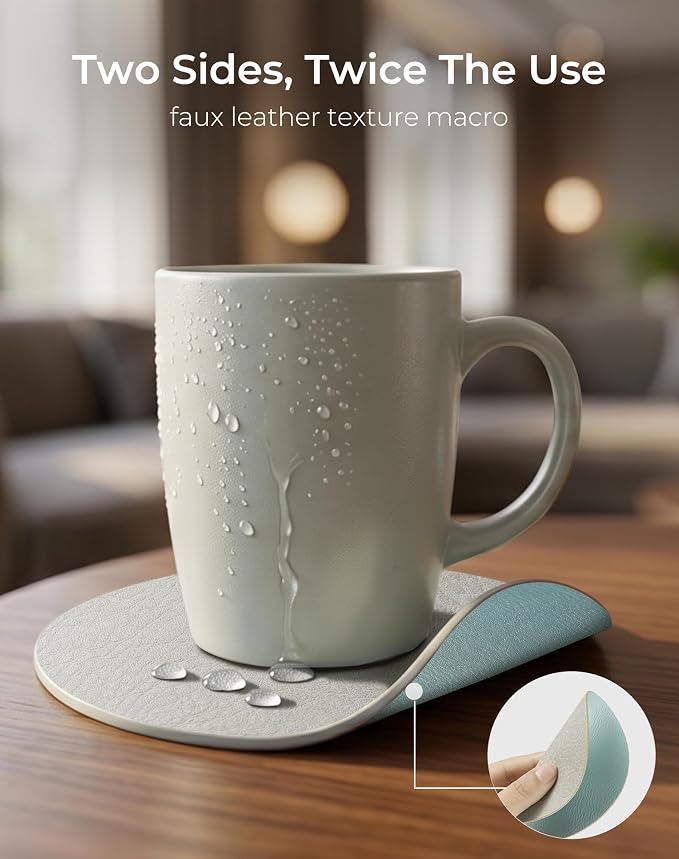 Leetaltree Reversible Leather Coasters Set of 12 - Image 2