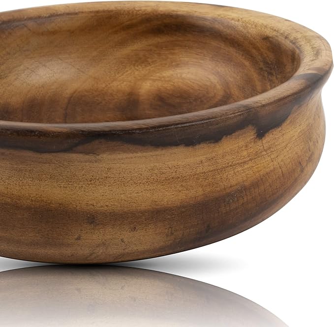 Handmade Wooden Snack Serving & Key Bowl, Decorative Countertop, 6 x 2 Inch | - Image 8