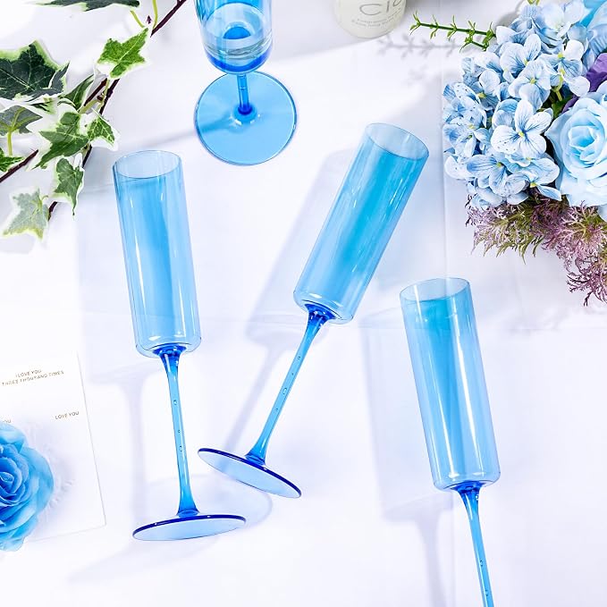 YOUBET 24Pack Blue Champagne Flutes Plastic - Image 9