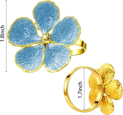 Flower Napkin Rings Set of 8, European Palace-Style Glaze, High-Temperature - Image 4