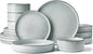 Famiware Annecy Plates and Bowls Sets, Service for 4 (16 Pieces), Dinnerware Sets with Pasta Bowls, Microwave and Dishwasher Safe Dishes Set, Chip and Scratch Resistant, Grey-Blue