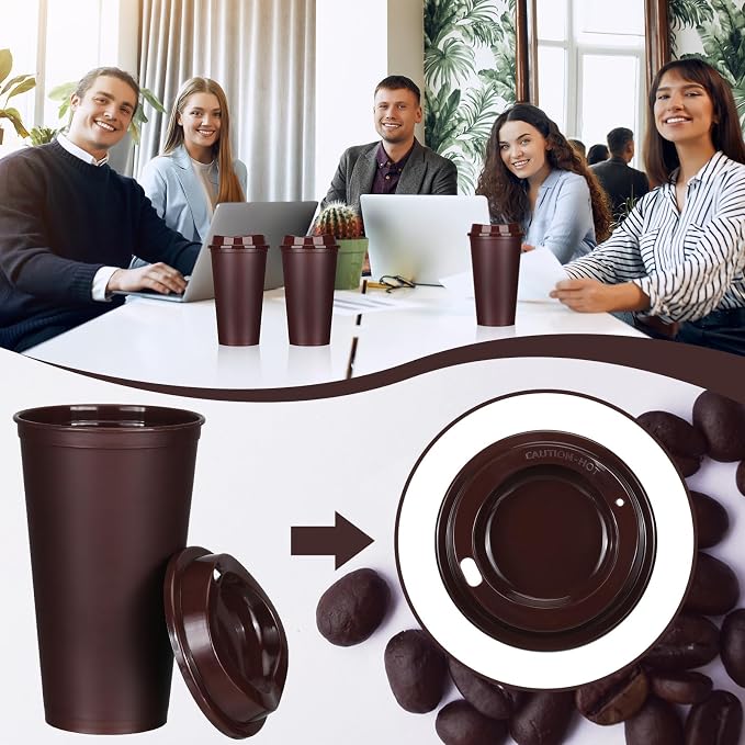 Domensi 15 Pack Reusable Plastic Coffee Cups - Image 4