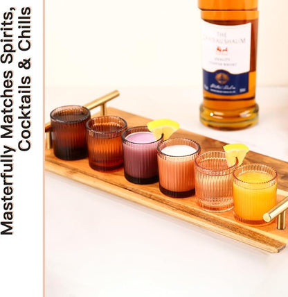 JOVGANK Mini Amber Shot Glasses Set of 6 – 1.5oz Small Vintage Ribbed Glassware - Image 6