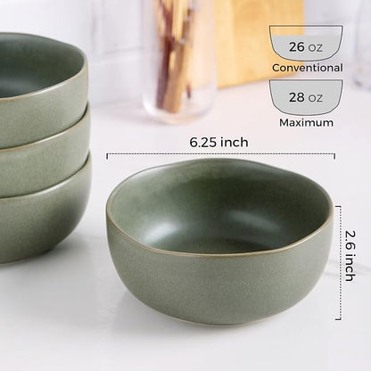 AmorArc Stoneware Cereal Bowls for Kitchen, 28oz Large Ceramic Soup Bowls Set - Image 2