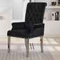 Velvet Dining Chair with Arms, Upholstered Tufted High Back Dining Room Chairs, Accent Armchair with Chrome Leg and Nailhead Trim, Kitchen Dining Living Room, Black