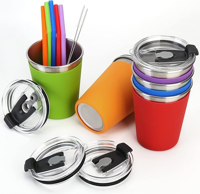 ShineMe 5Pack Kids Cups with Straws and Lids Spill Proof, 12oz Toddler Straw - Image 2