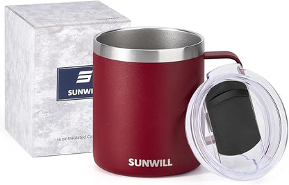 SUNWILL Travel Coffee Mug with Lid, Insulated Tumbler with Handle, 14 oz - Image 5