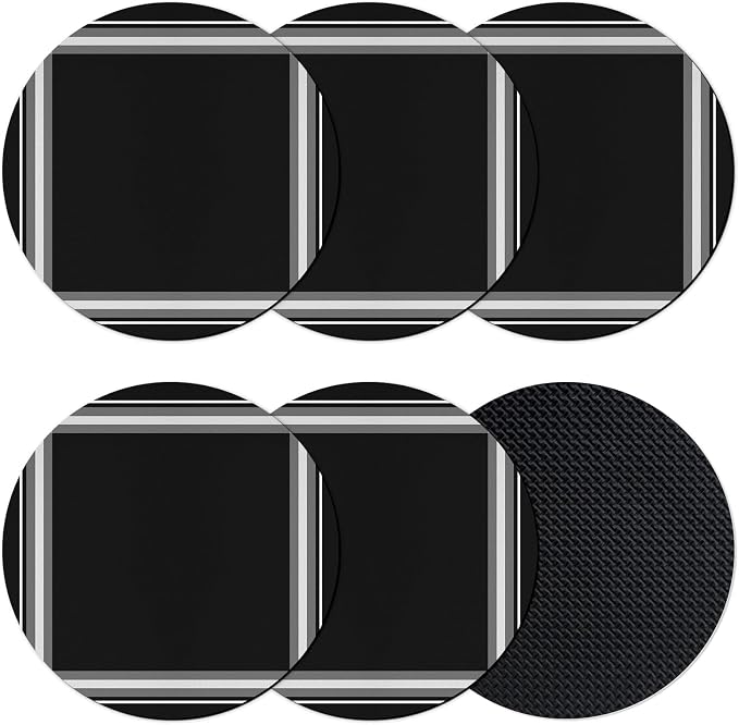 Black Grid Coasters Set of 6 Absorbent Coasters by Unknown