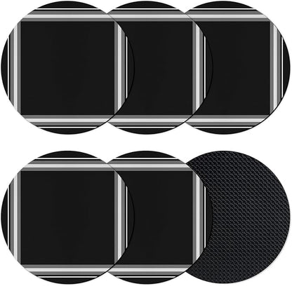 Black Grid Coasters Set of 6 Absorbent Coasters by Unknown