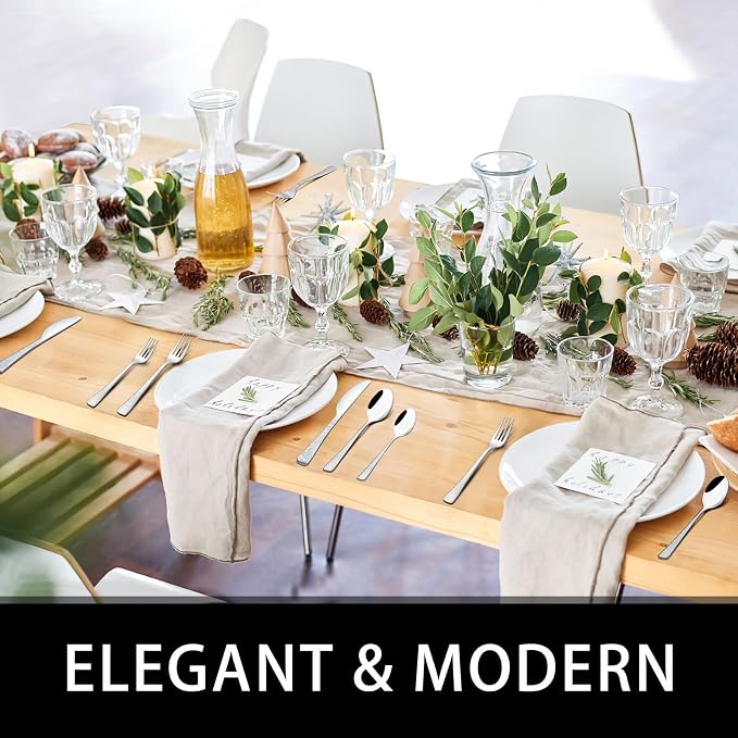 49-Piece Silverware Set with Organizer, Food-Grade Stainless Steel Flatware - Image 6
