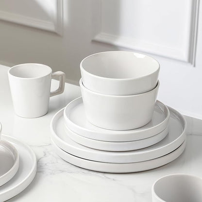 Stone Lain Celina Stoneware 32-Piece Dinnerware Set, White Glossy, Service For 8