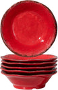 LEHAHA Melamine Cereal Bowls Sets, Set of 6 7” Farmhouse Melamine Small Bowls for Salad, Pasta, Snack, Dessert, Soup, Dipping or Ice Cream, Dishwasher Safe, Red