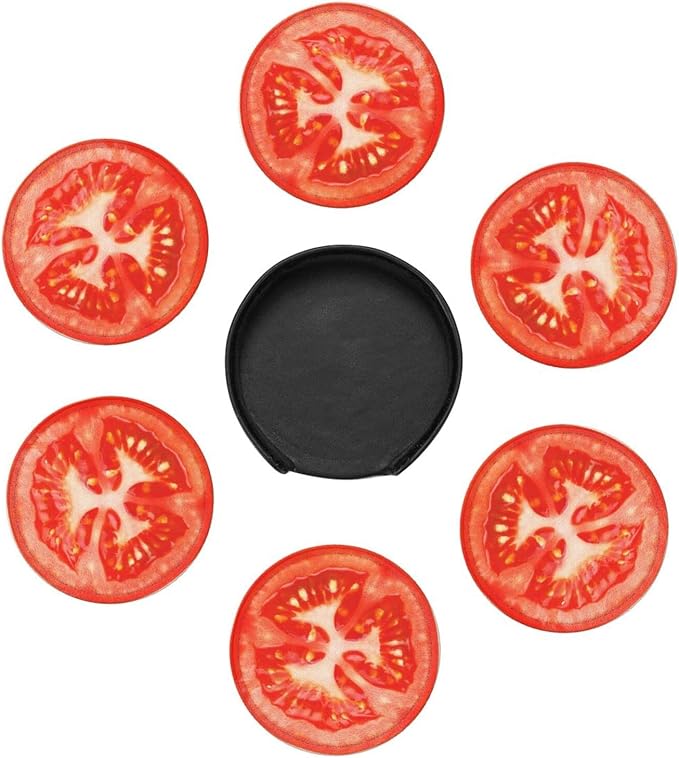 6 Pack Tomato Slice Coaster for Drinks - Image 3