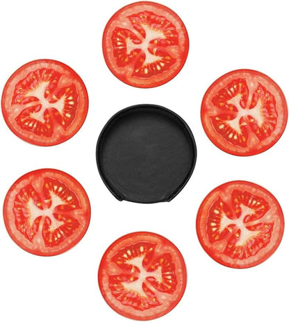6 Pack Tomato Slice Coaster for Drinks - Image 3