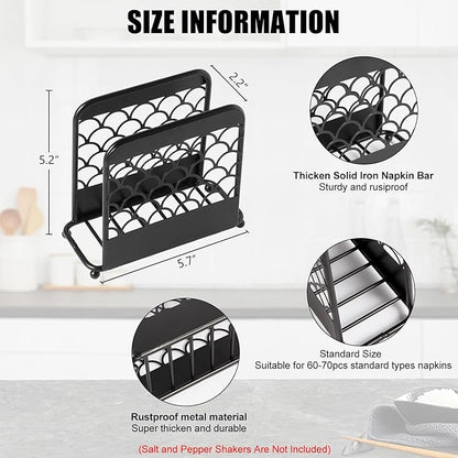 Napkin Holder for Table,MetalIron Modern Napkin Holder for Kitchen Dining Cocktail Napkin Holders for Paper Napkins Mail Bills Suitable for All Dining Room Decors Black