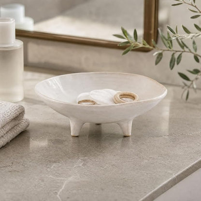 6" Small Decorative Bowl, Candy and Home Decor, Ceramic Bowl （Retro White） - Image 6
