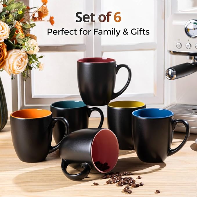 GBhome 12 oz Coffee Mugs Set of 6, Ceramic Coffee Cups- Multi-Color - Image 7