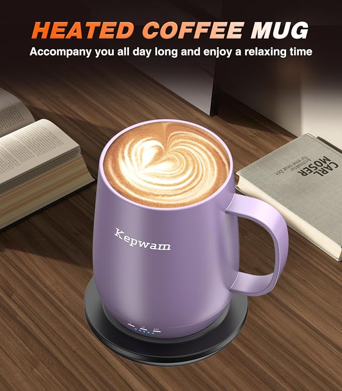 Kepwam Self-Heating Coffee Mug T2, 16oz Electric Heated Mug Hot Up to 149℉ | No - Image 5