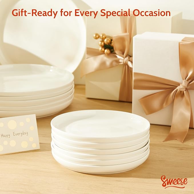 Sweese Porcelain Dessert Plates, 7.4 Inch Lightweight Round Salad Plates Set of - Image 8