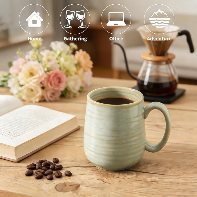 Coffee Mugs Set of 4, 15 Ounce Ceramic Coffee Cups - Image 3