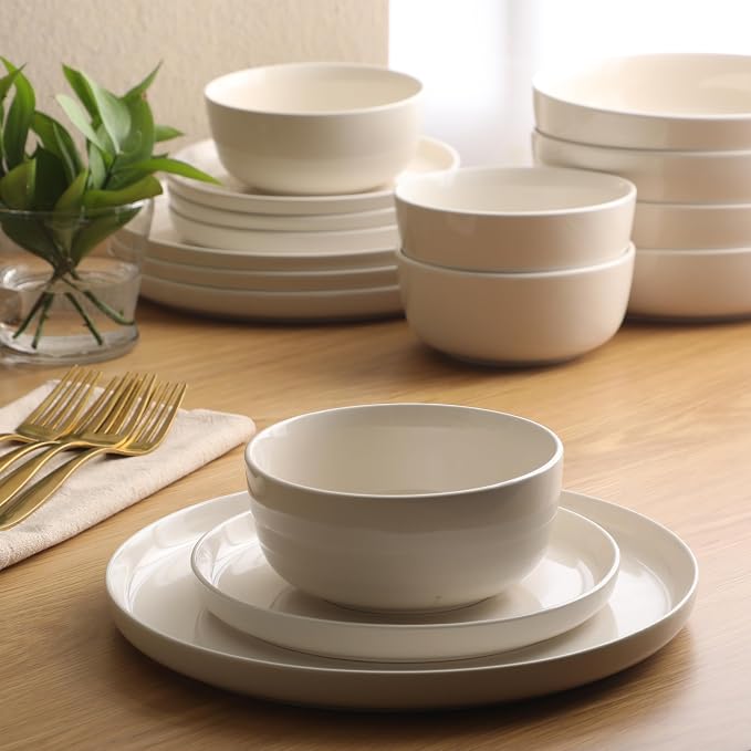 Gibson Home Serenity 16 Piece Modern Porcelain Dinnerware Set - Image 6