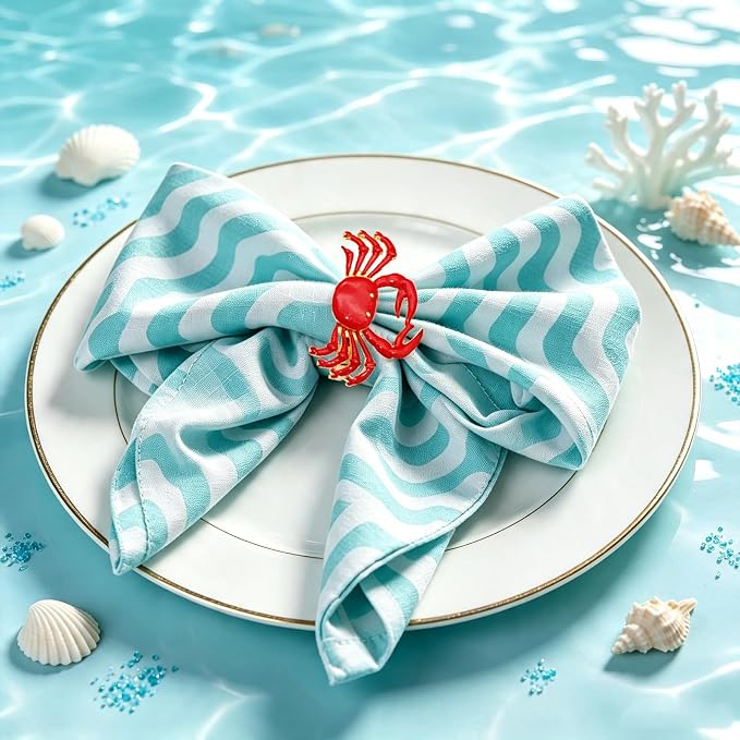 Gold Crab Napkin Rings Set of 12 Nautical Coastal Napkin Holders - Image 2