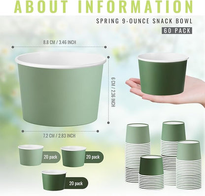 Jingmore Paper Ice Cream Cups 9oz Colored Disposable Dessert Bowls - Image 2