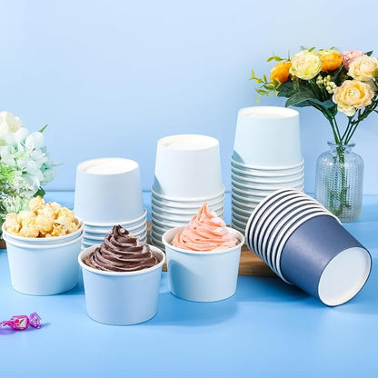 AimFun 60Pc Dusty Blue Treat Snack Cups Paper Ice Cream Cups 8oz | 4 Colors - Image 7